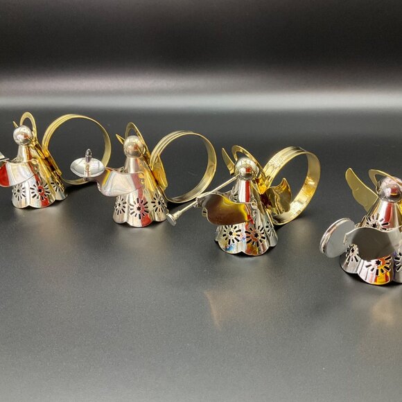 Vintage Other - New Vintage Set 4 Angel Napking Holder Rings Silver Gold Silver Plated/Brass MCM